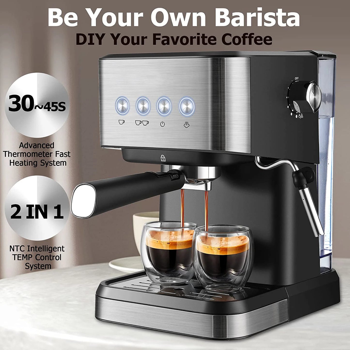 XEOLEO 20Bar Italian Semi Automatic Espresso Coffee Machine Coffee Maker Cappuccino Milk Bubble Maker Kafemaschine Cafeteras
